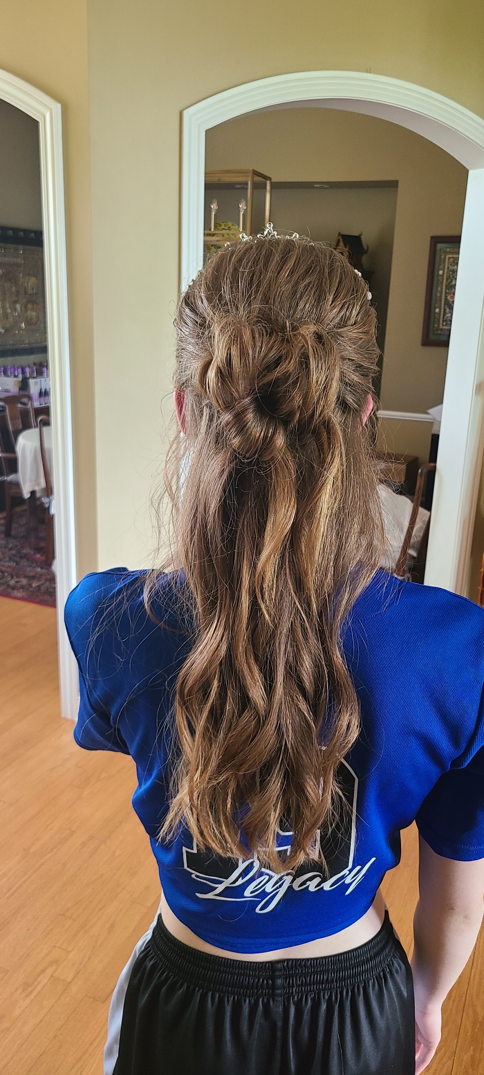 Half-up curled updo styling